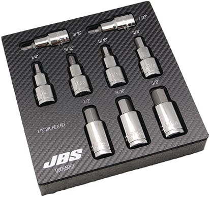 JBS 9 Piece 1/2" Inhex Modpak Socket Set A/F