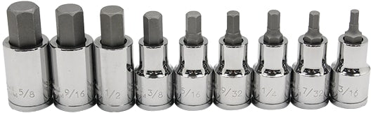 JBS 9 Piece 1/2" Inhex Modpak Socket Set A/F