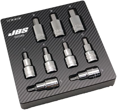 JBS 9 Piece 1/2" Inhex Modpak Socket Set Metric