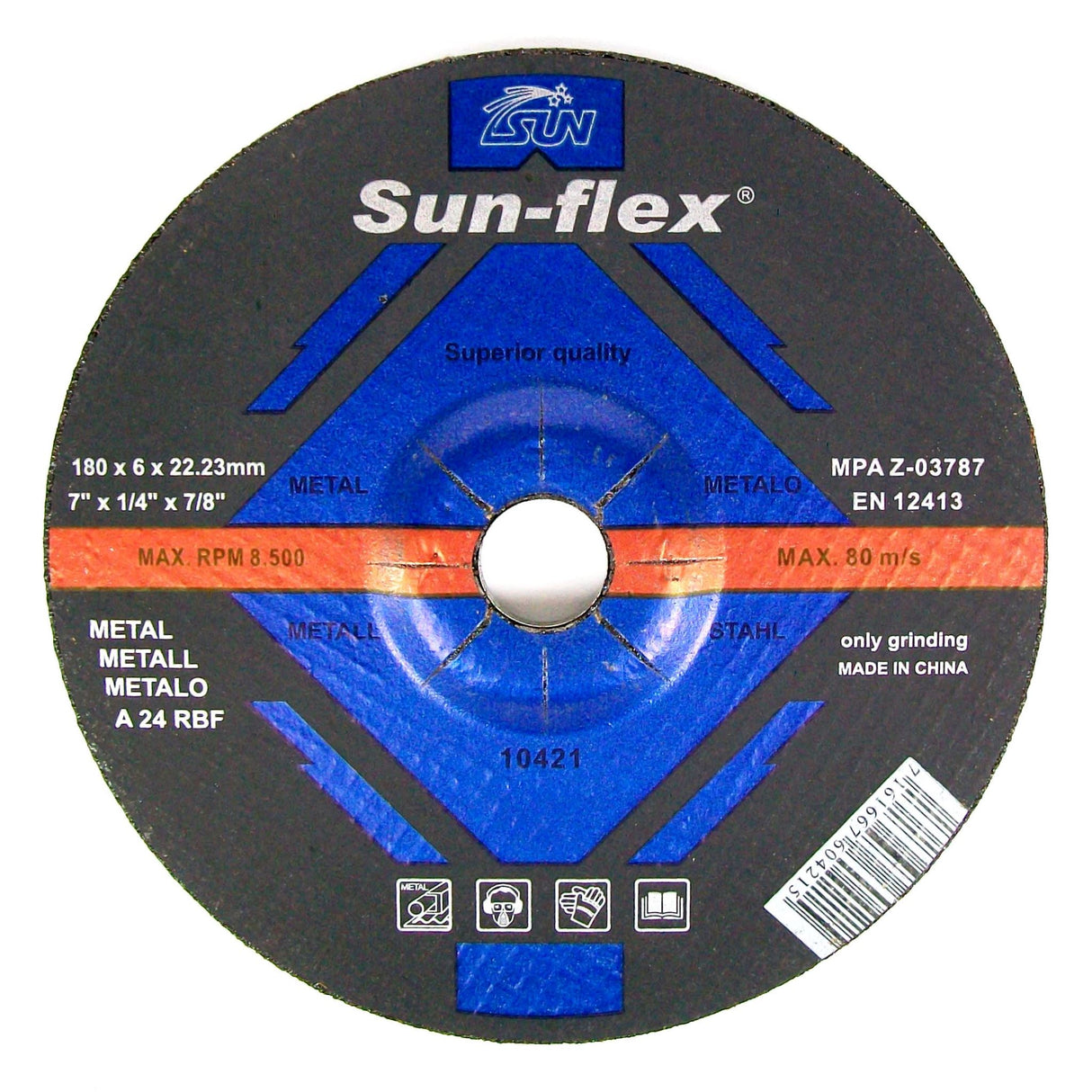 180 x 6 x 22mm Grinding Disc Metal - Each
