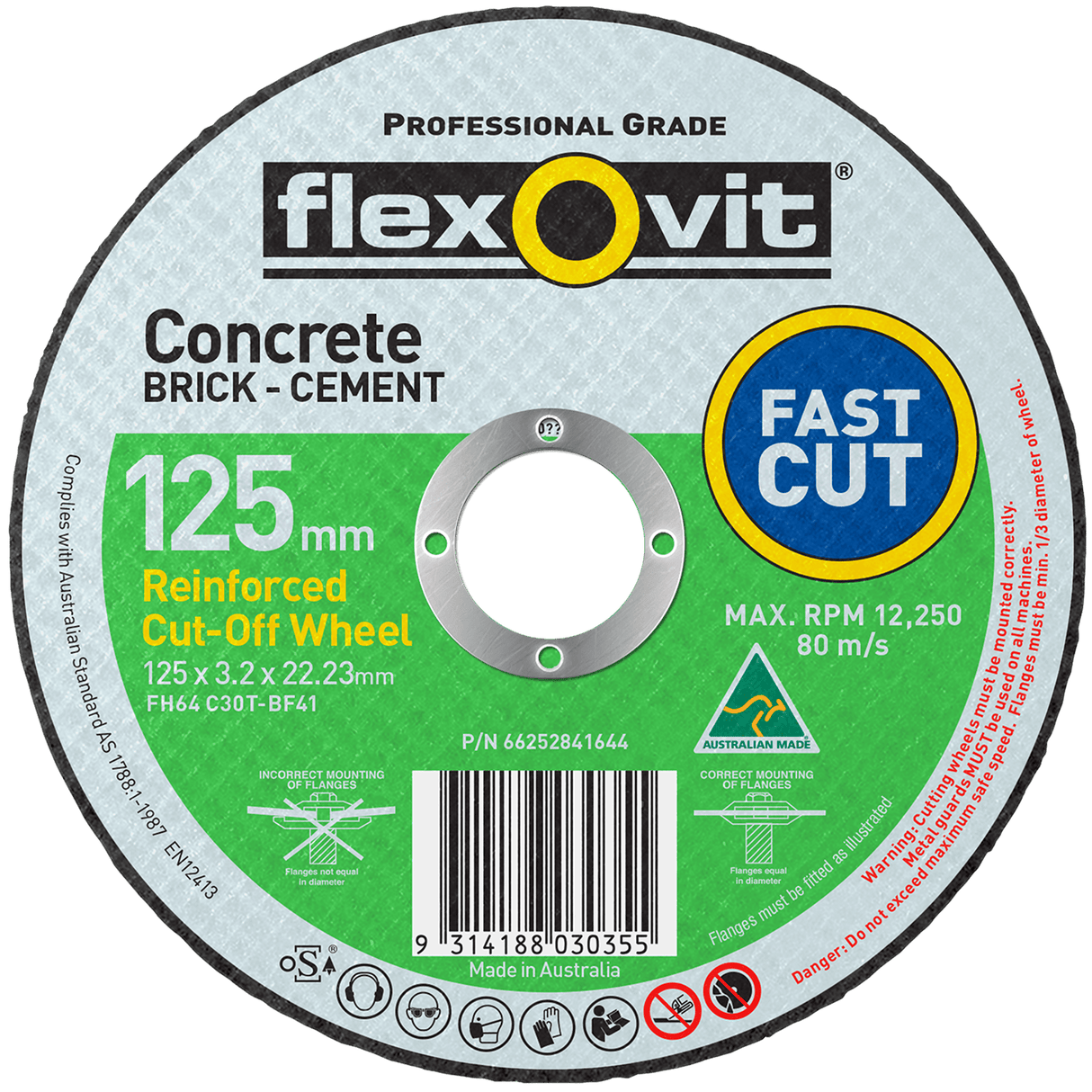 Flexovit Type 41 Cut-Off Wheel 24 Grit 125x3.2x22.23mm (Each)
