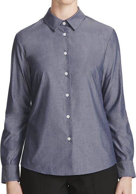 Women's Chambray Long Sleeve Shirt, NNT - Mid Blue (Size: 8)