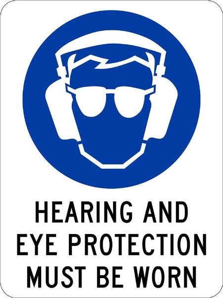 Mandatory Hearing and Eye Must Be Worn Sign - PVC 300 x 450MM (EACH)