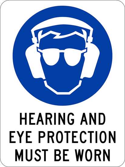 Mandatory Sign|Hearing/Eye Protection Must Be Worn-W90mm x H125mm-Pack of 5
