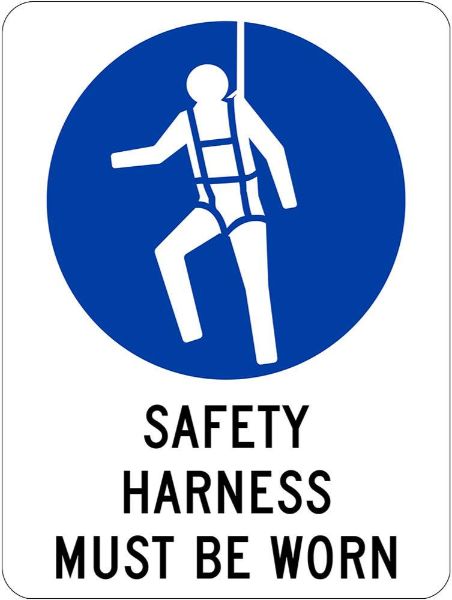 Mandatory Safety Harness Must Be Worn Sign - PVC 225 x 300mm (EACH)