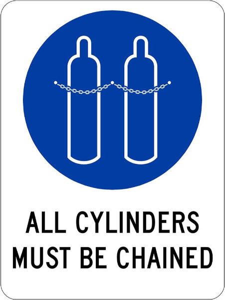Mandatory All Cylinders Must Be Chained Sign - PVC 225 x 300mm (EACH)