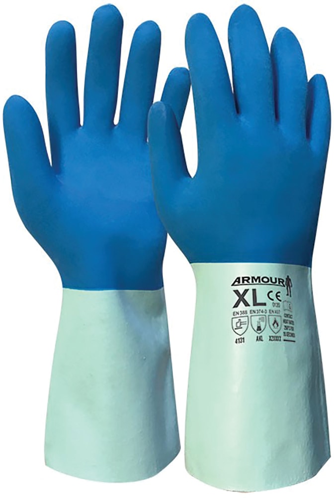 Armour Latex Chemical Contact Heat Blue Gauntlet S - 2XL 30cm (Each) - Standard