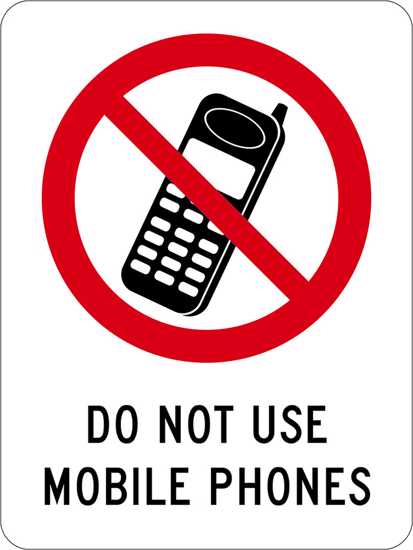 Prohibition Sign | Do Not Use Mobile Phones-W225mm x H300mm-Single Sided