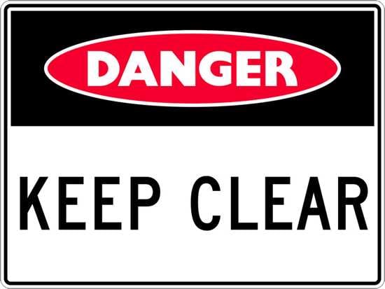 Danger Sign | Keep Clear-W250mm x H180mm (Each)