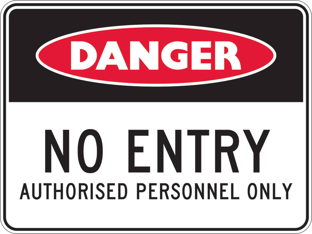 Danger Sign | No Entry Authorised Personnel Only W125mm x H90mm (Pack of 5) -