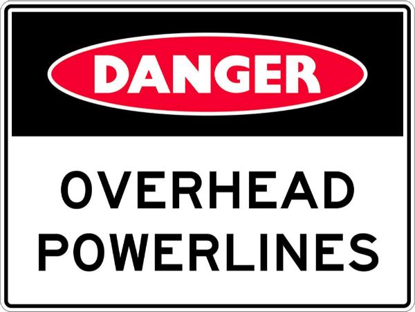 Danger Overhead Powerlines Sign (Each)