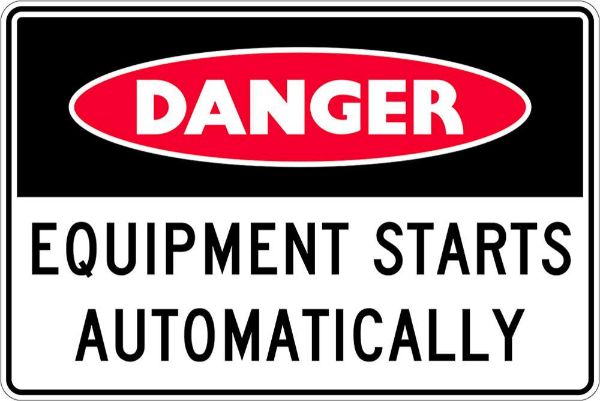 Danger Equipment Starts Automatically Sign - PVC 450 x 300mm (EACH)