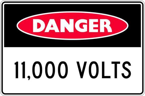Danger Sign | 11000 Volts-W450mm x H300mm-Single Sided