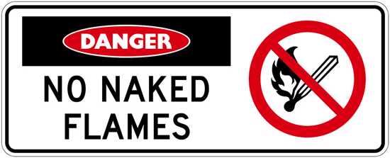 Danger Sign | No Naked Flames-W450mm x H180mm-Single Sided