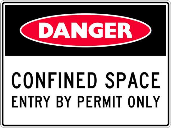 Danger Sign | Confined Space Entry By Permit Only-W300mm x H225mm-Single Sided