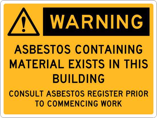 Warning Sign | Asbestos Material in Building-W450mm x H300mm-Single Sided