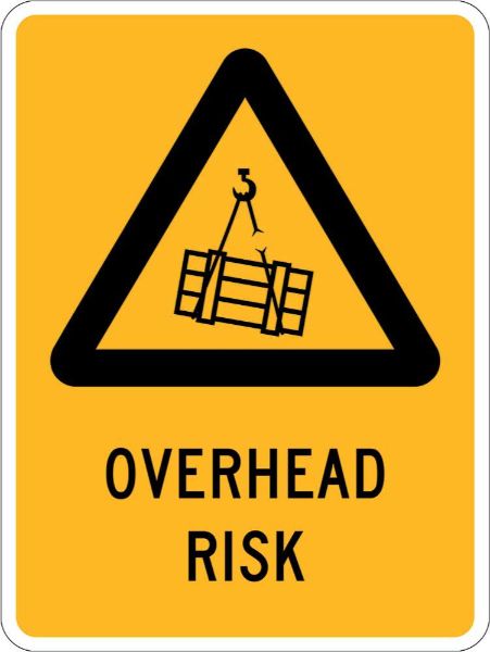 Warning Overhead Risk Sign - SAV 180 x 250mm (EACH)