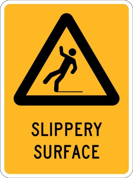Warning Slippery Surface Sign - PVC 225 x 300mm (EACH)