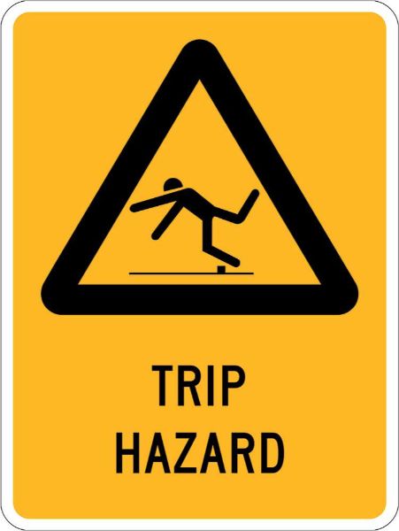 Warning Trip Hazard Sign - PVC 300 x 450mm (EACH)