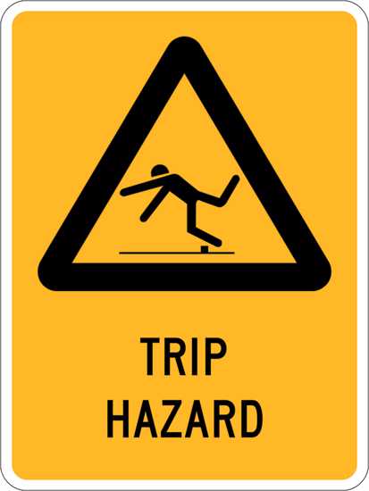 Warning Sign | Trip Hazard-W225mm x H300mm-Single Sided