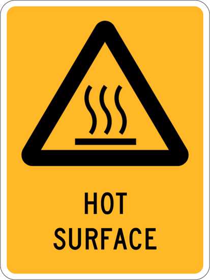 Warning Sign | Hot Surface-W180mm x H250mm-Single Sided