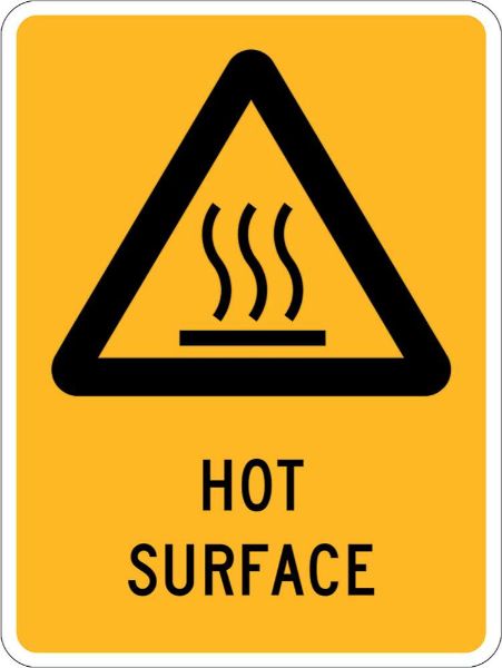 Warning Hot Surface Sign - SAV 90 x 125mm (Pack of 5)