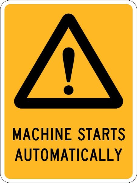 Warning Machine Starts Automatically - SAV 180 x 250mm (Each)