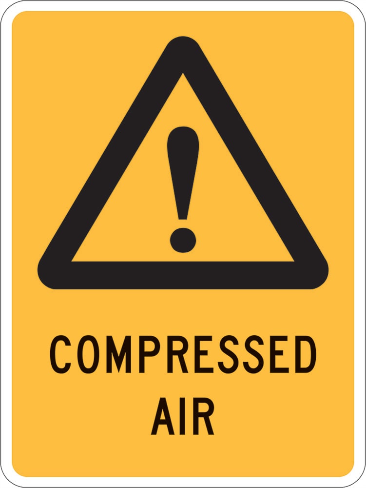 Warning Sign | Compressed Air (exclamation Mark) W300mm x H450mm (Single Sided)