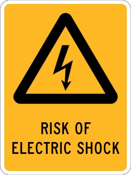 Warning Risk Of Electric Shock Sign - SAV 90 x 125mm (PACK OF 5)