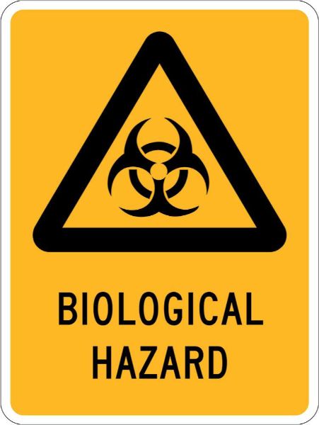 Warning Biological Hazard - PVC 225 x 300mm (Each)