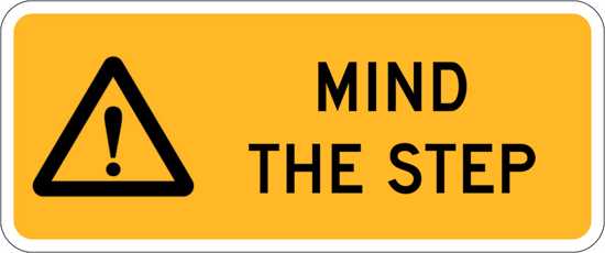 Warning Sign | Mind The Step-W300mm x H125mm-Single Sided
