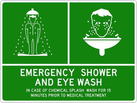 Emergency Info Sign| Emergency Shower & Eye Wash-W450mm x H300mm-Single Sided