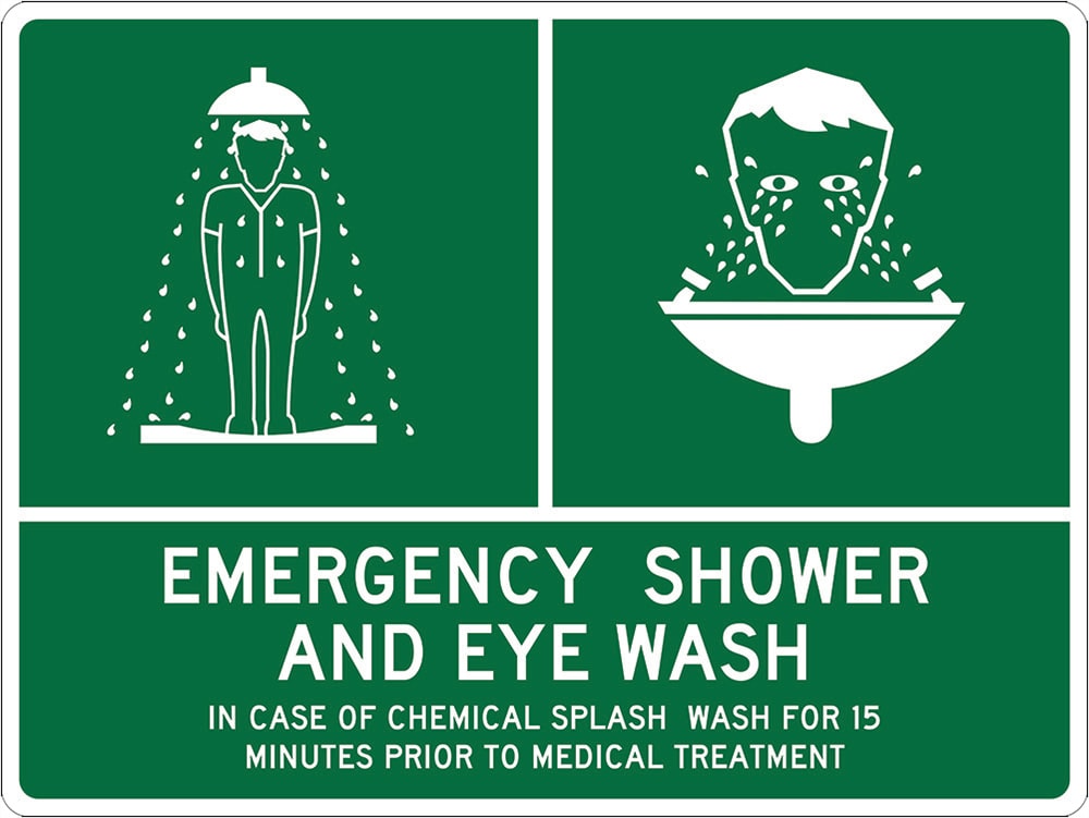 Emergency Info Sign| Emergency Shower & Eye Wash W450mm x H300mm  -