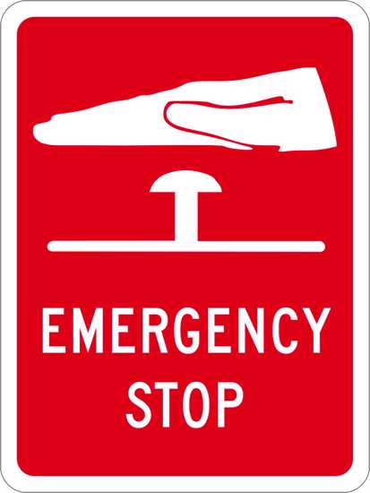 Emergency & Exit Sign | Emergency Stop-W180mm x H250mm-Single Sided