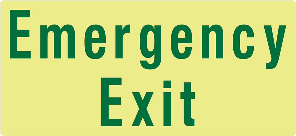 Emergency Exit Sign | Luminescent W610mm x H280mm (Single Sided) - Standard