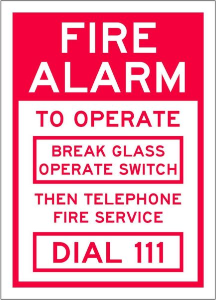 Fire Alarm Sign - PVC 90 x 125mm (EACH)
