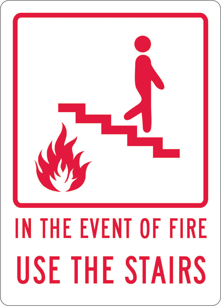 Fire Sign | In The Event Of Fire Use The Stairs W90mm x H125mm (Pack of 5)