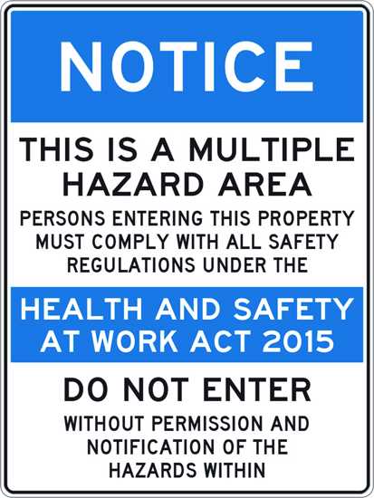 Notice Sign | Multiple Hazard, Persons Must Comply-W300mm x H450mm-Single Sided