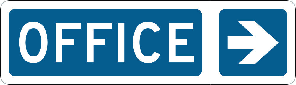 General Info Sign | Office Arrow, Right W260mm x H75mm (Single Sided)