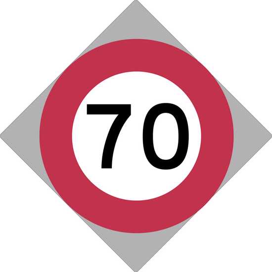 Road Works Sign | 70 Speed Limit-W750mm x H750mm-Single Sided