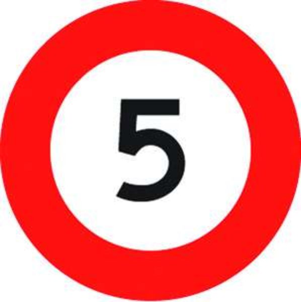 Speed Limit Sign 5 KM/HR - PVC 450mm (Each)