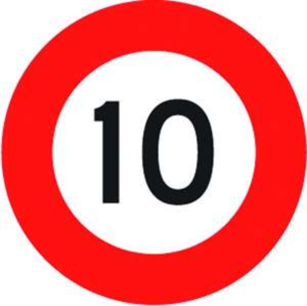 Speed Limit Sign 10 KM/HR - PVC 450mm (Each)