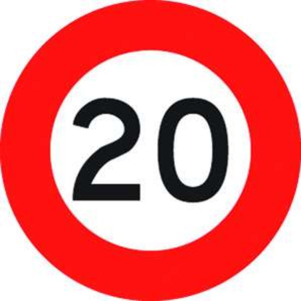 Speed Limit Sign 20 KM/HR - PVC 450mm (Each)