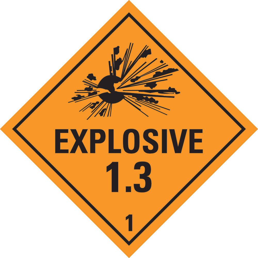 Hazardous Substances Label | Explosive 1.3 1 W250mm x H250mm (Single Sided)