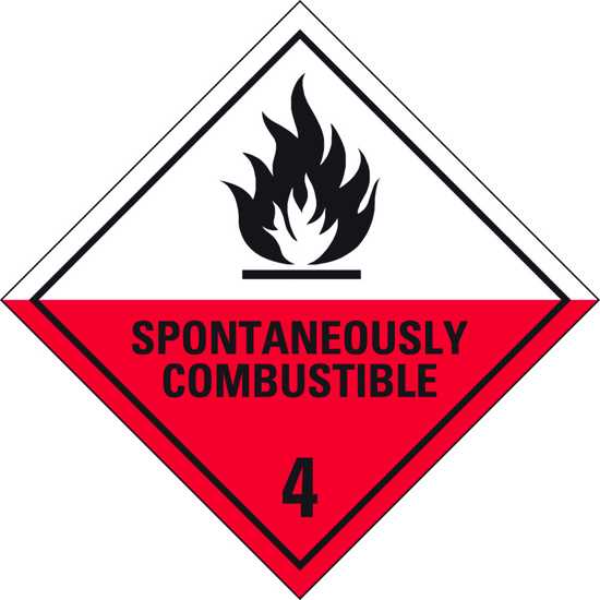 Dangerous Goods Sign | Spontaneously Combustible 4-W400mm x H400mm (Each)