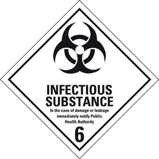 Dangerous Goods Label | Infectious Substance 6 - W400mm x H400mm (Each)