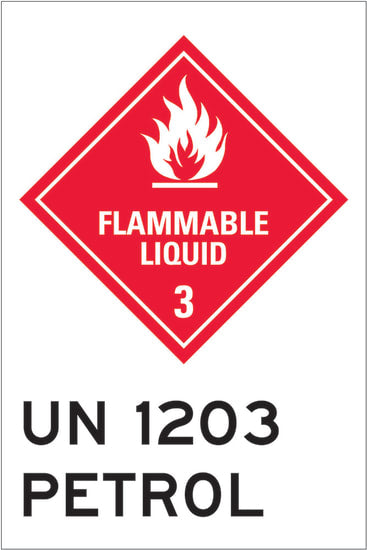 Dangerous Goods Sign | Flammable Liquid 3-W100mm x H150mm-Single Sided