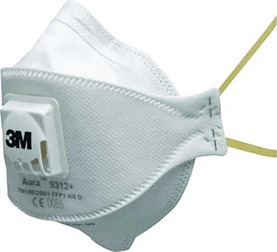 3M Aura FlatFold Partic Respirator 9312A+ P1 valve-Medium/Large-10-Box