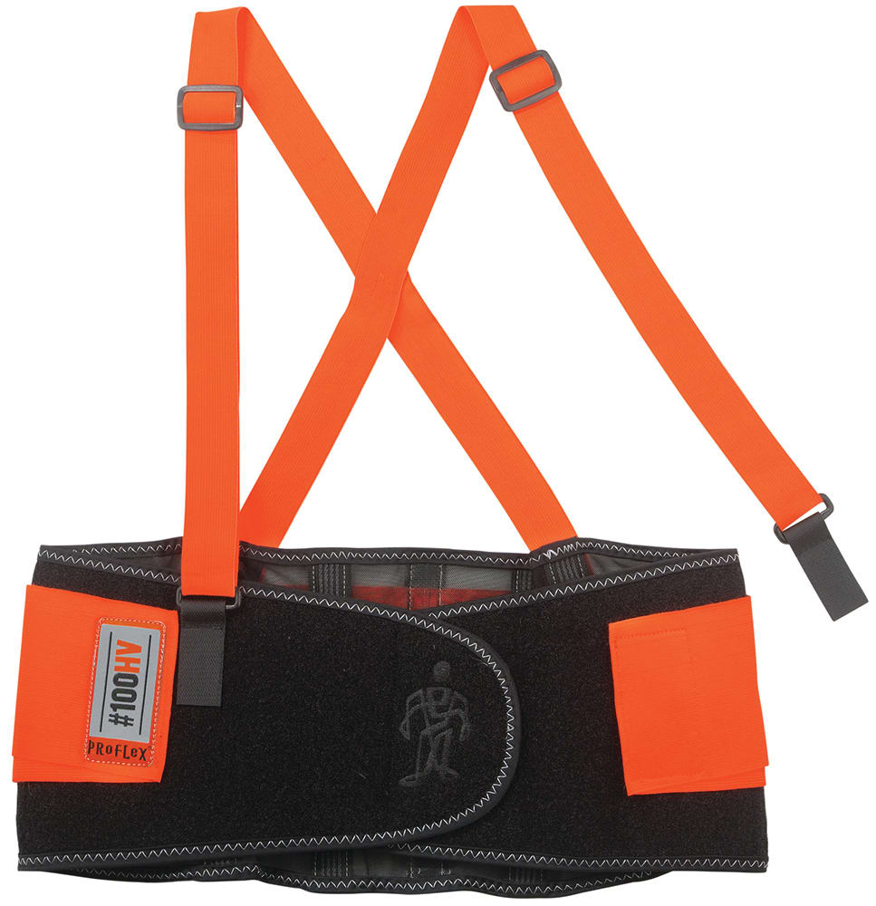 Economy Spandex Hi-Vis Back Support Brace XS-3XL - Orange (Size: 2XL)