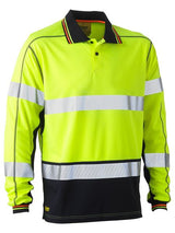 Bisley, Hi Vis Mesh Long Sleeve Polo, BK6219T - Yellow/Navy (Size: 5XL)